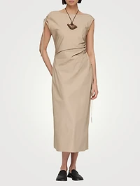 Gathered Poplin Midi Dress
