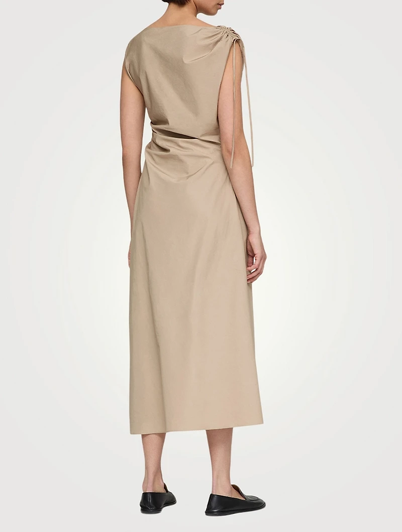 Gathered Poplin Midi Dress