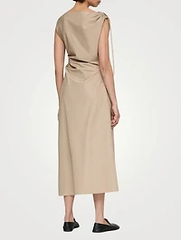 Gathered Poplin Midi Dress