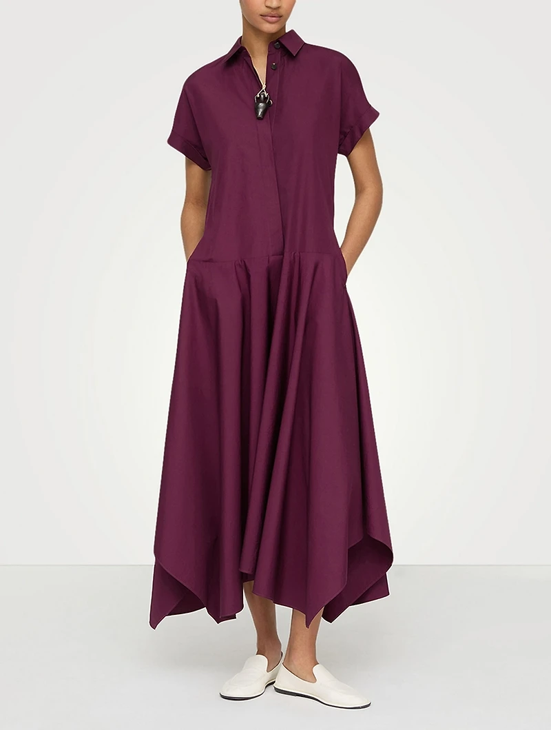 Drop-Waist Poplin Shirt Dress