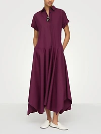 Drop-Waist Poplin Shirt Dress