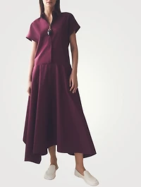 Drop-Waist Poplin Shirt Dress