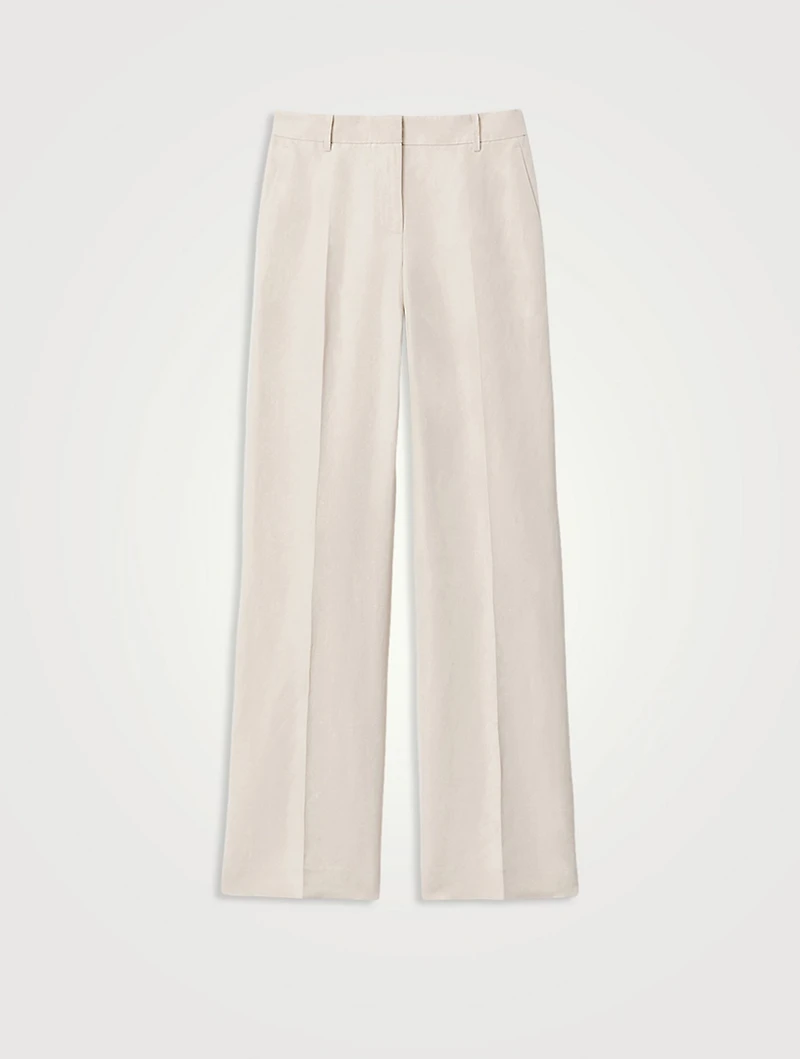 Gates Silk Linen Straight-Leg Trousers