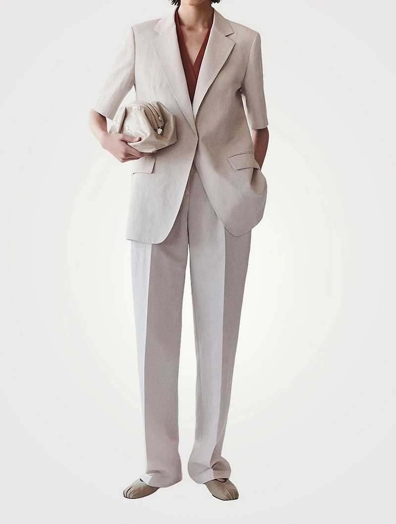 Gates Silk Linen Straight-Leg Trousers