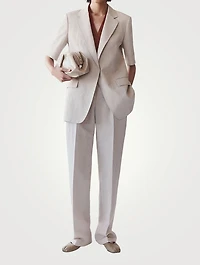 Gates Silk Linen Straight-Leg Trousers