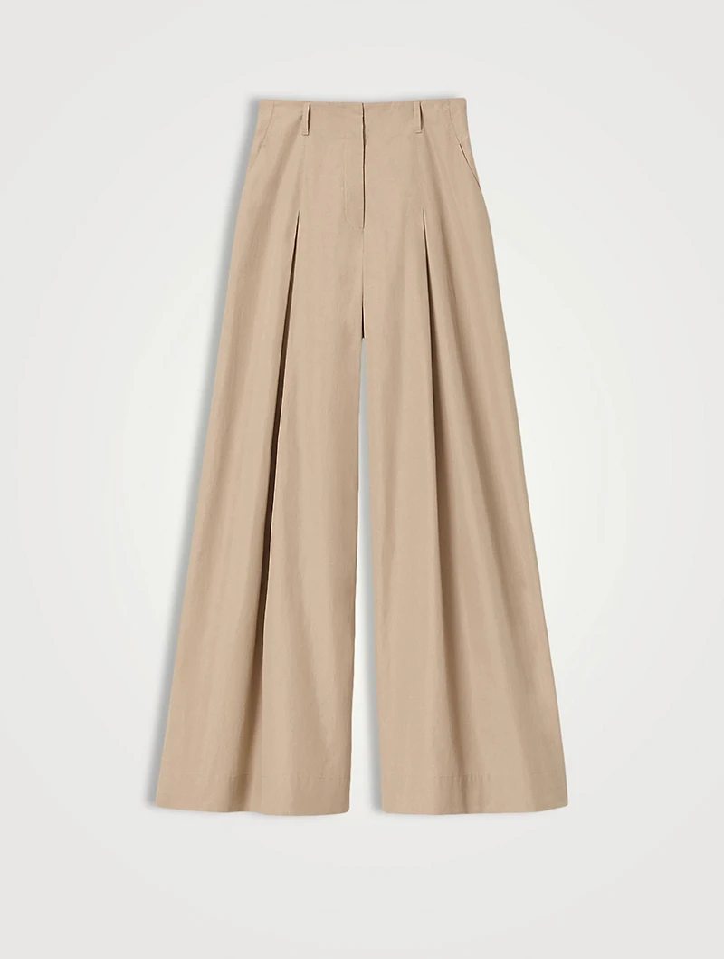 Warren Poplin Wide-Leg Trousers