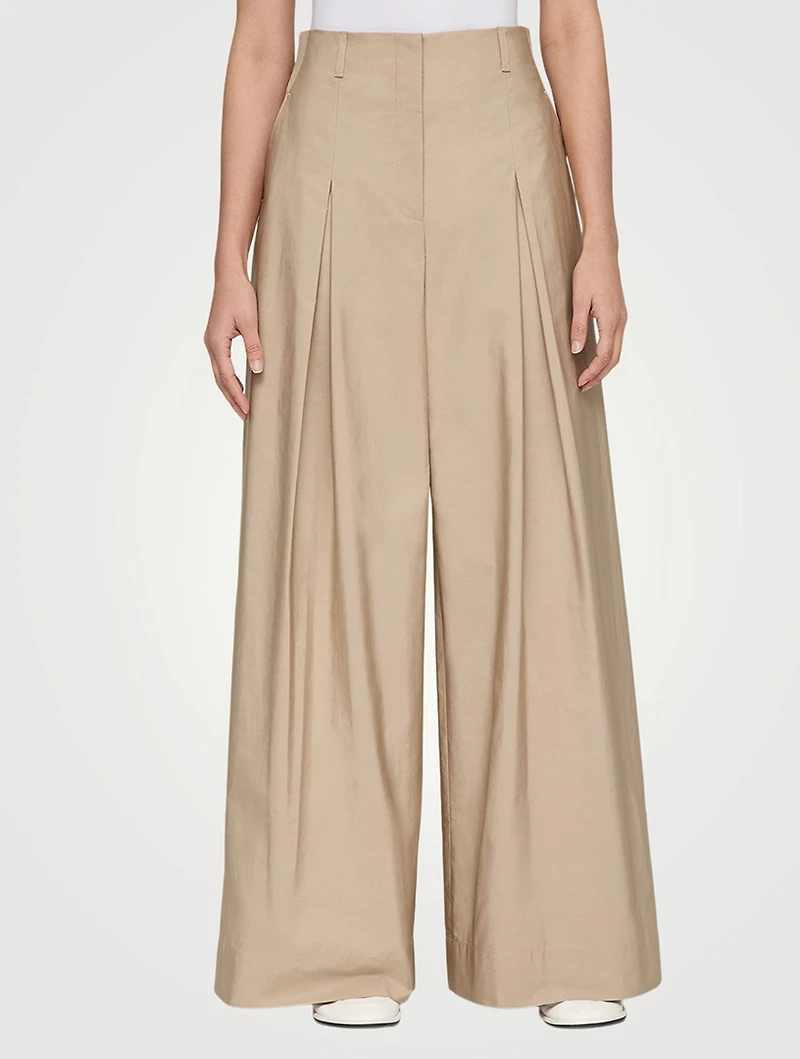 Warren Poplin Wide-Leg Trousers