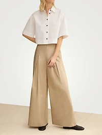 Warren Poplin Wide-Leg Trousers