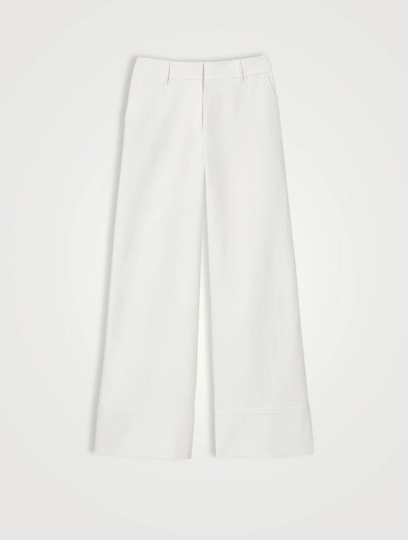 Charles Cotton Twill Wide-Leg Trousers