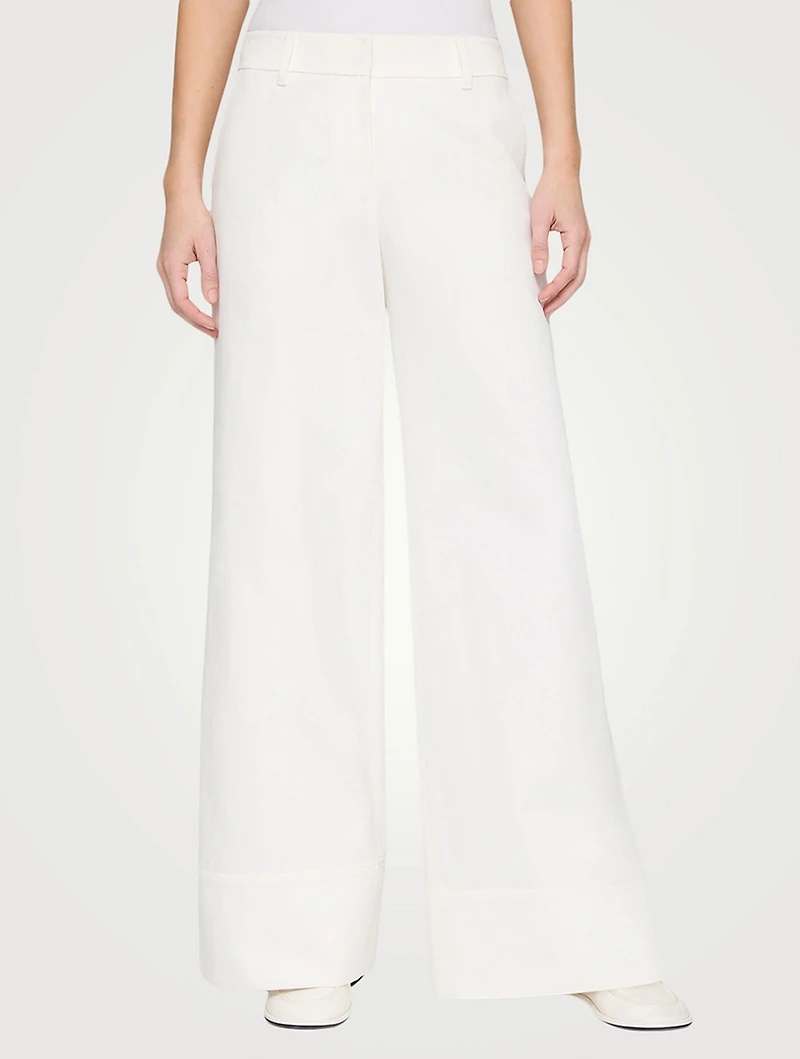 Charles Cotton Twill Wide-Leg Trousers