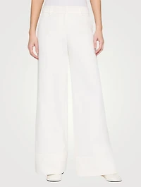 Charles Cotton Twill Wide-Leg Trousers