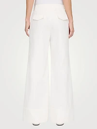 Charles Cotton Twill Wide-Leg Trousers