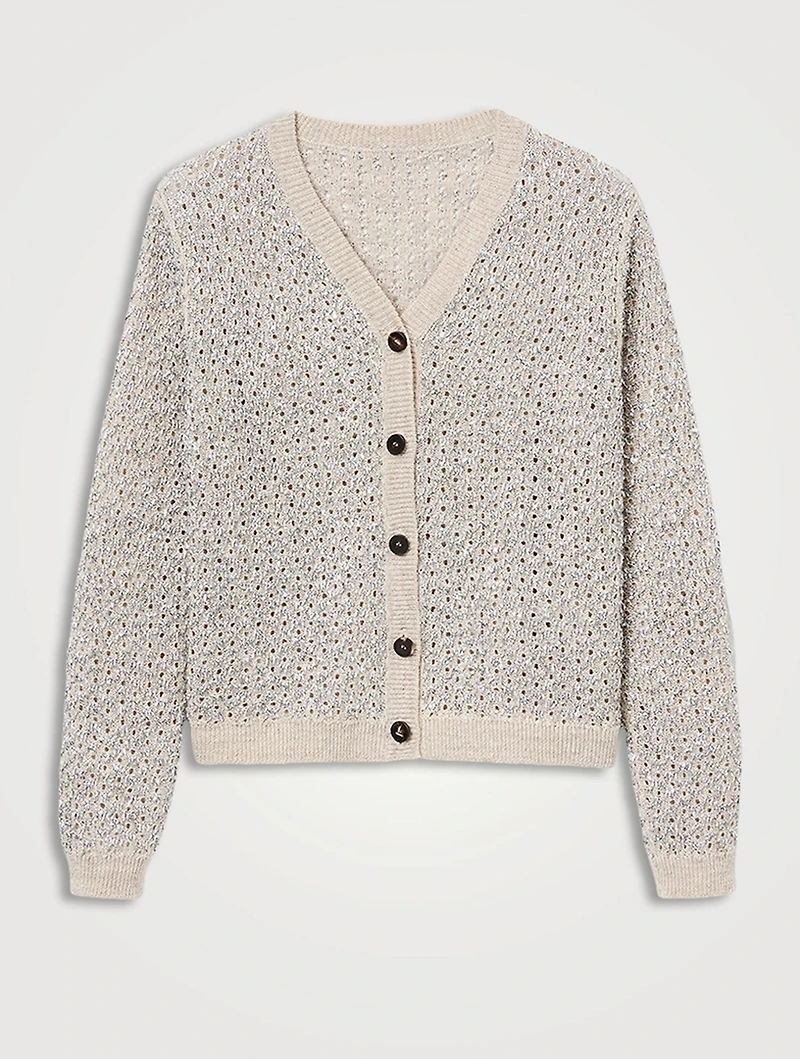 Metallic Linen Silk Pointelle Cardigan