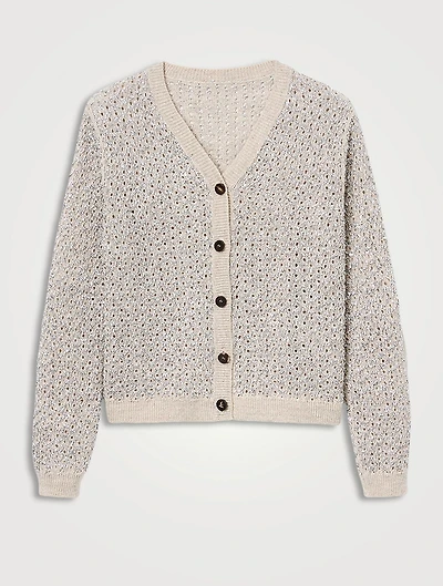 Metallic Linen Silk Pointelle Cardigan