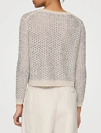 Metallic Linen Silk Pointelle Cardigan