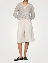 Metallic Linen Silk Pointelle Cardigan