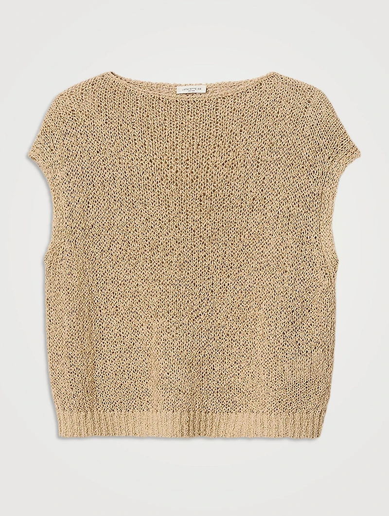 Open-Stitch Sleeveless Sweater