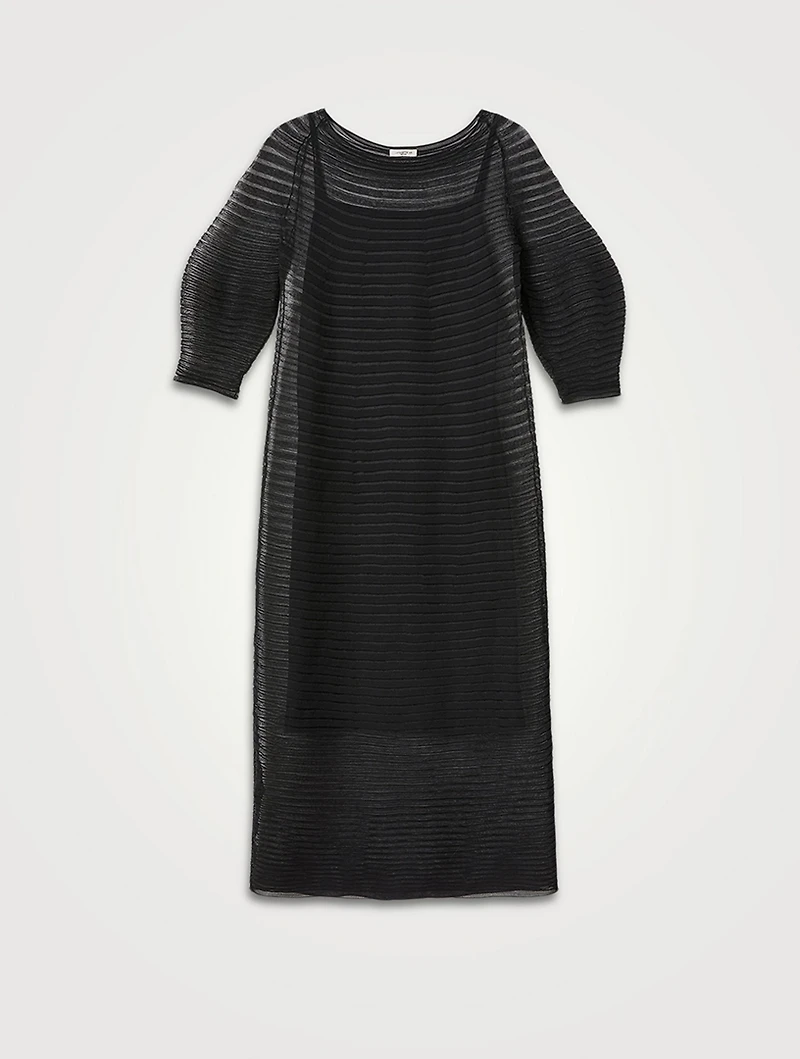 Sheer Pleat Silk Crêpe Knit Dress