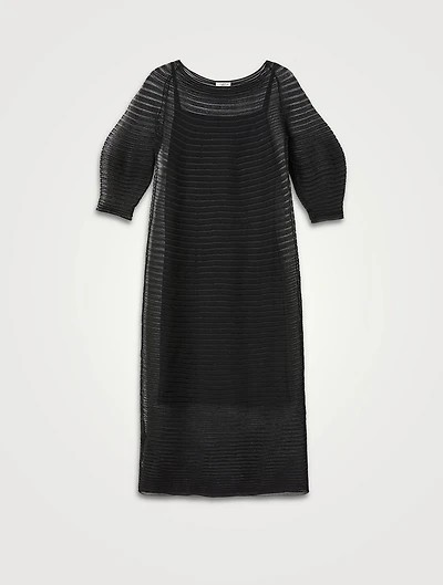 Sheer Pleat Silk Crêpe Knit Dress