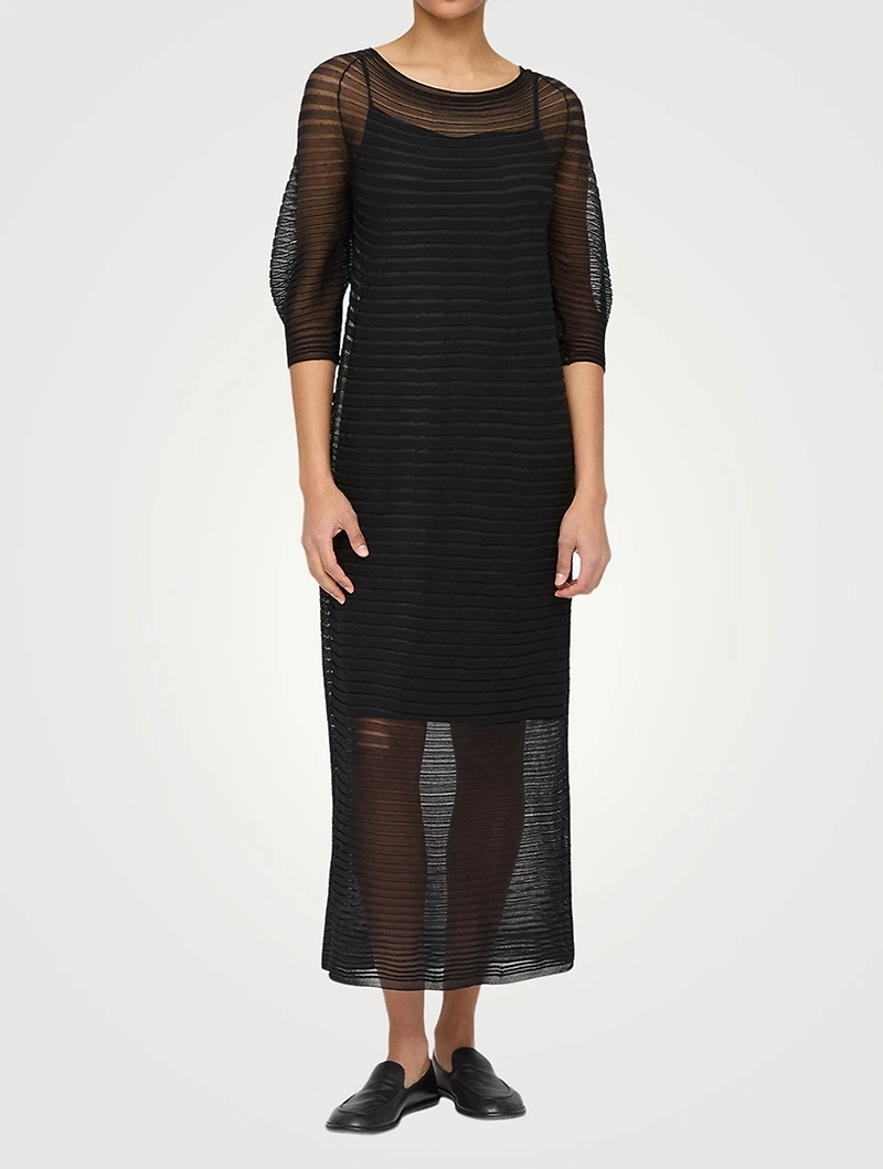 Sheer Pleat Silk Crêpe Knit Dress