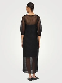 Sheer Pleat Silk Crêpe Knit Dress