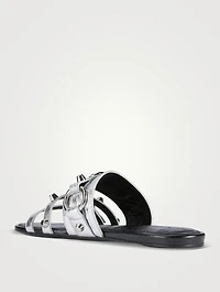 City Metallic Leather Slide Sandals