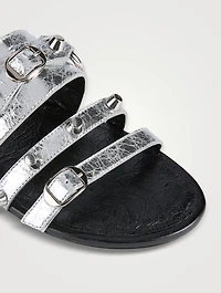 City Metallic Leather Slide Sandals