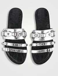 City Metallic Leather Slide Sandals