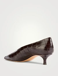 Babouche Croc-Embossed Leather Pumps