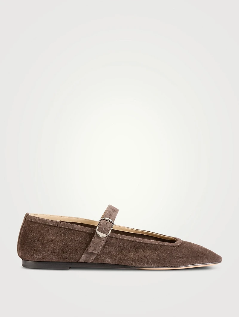 Suede Mary Jane Ballet Flats