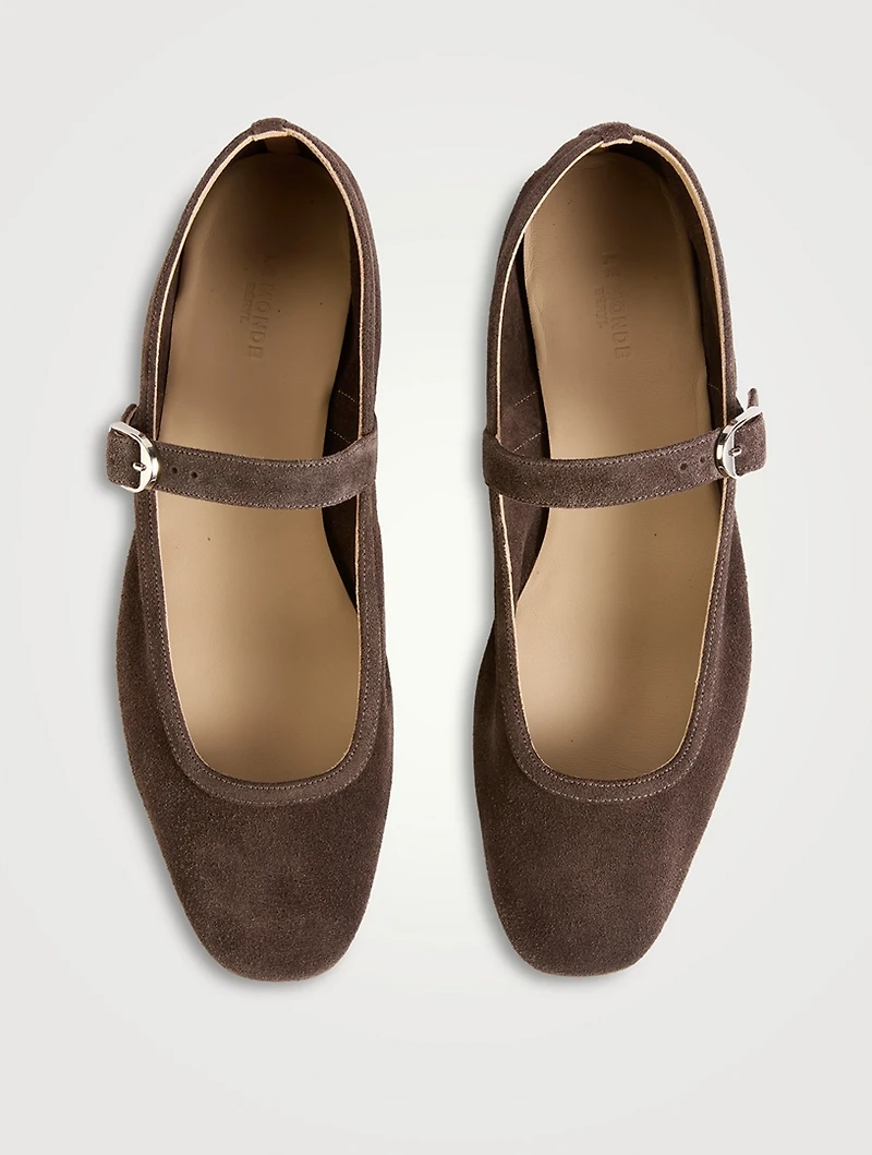 Suede Mary Jane Ballet Flats