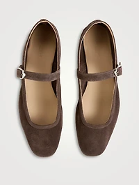 Suede Mary Jane Ballet Flats