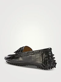 Driver Croc-Embossed Leather Loafers