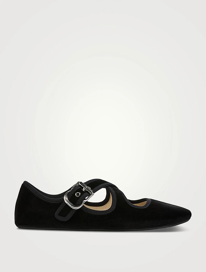 Criss Cross Velvet Ballet Flats