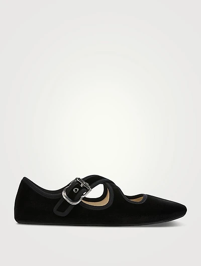 Criss Cross Velvet Ballet Flats
