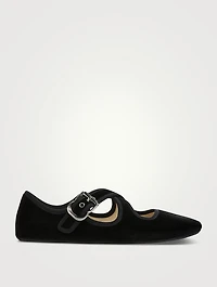 Criss Cross Velvet Ballet Flats