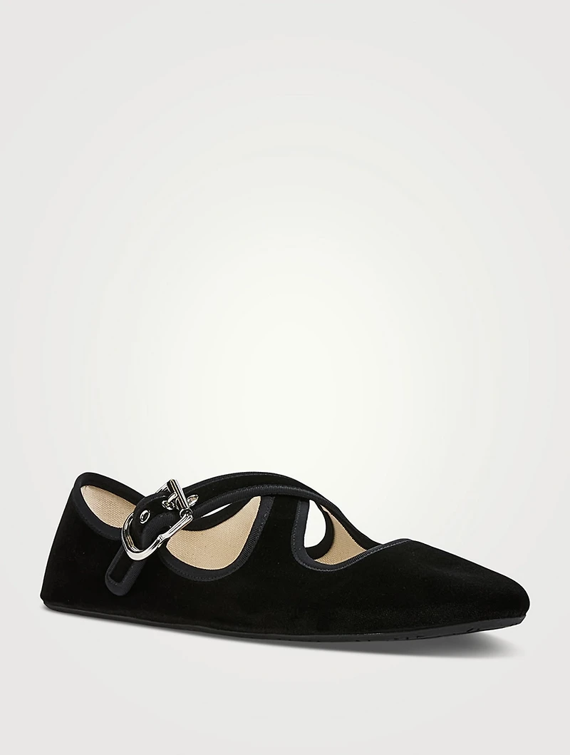 Criss Cross Velvet Ballet Flats