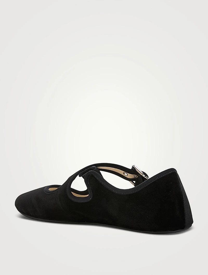 Criss Cross Velvet Ballet Flats