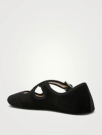 Criss Cross Velvet Ballet Flats