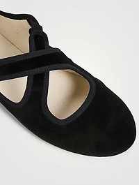 Criss Cross Velvet Ballet Flats