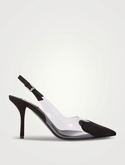 Le Cœur Suede And PVC Slingback Pumps