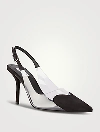 Le Cœur Suede And PVC Slingback Pumps
