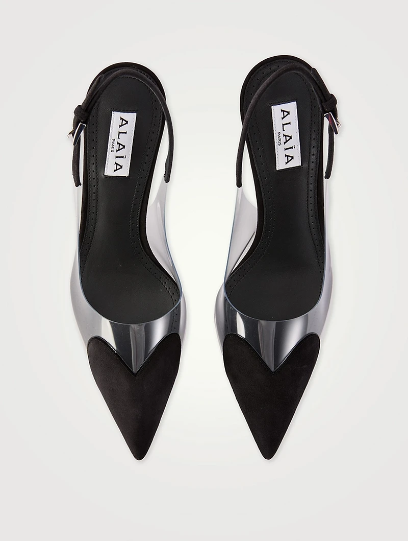 Le Cœur Suede And PVC Slingback Pumps