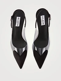 Le Cœur Suede And PVC Slingback Pumps