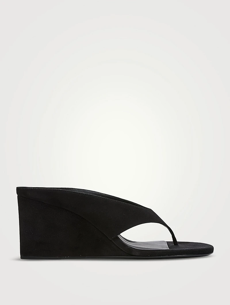 Cube Suede Wedge Thong Mules