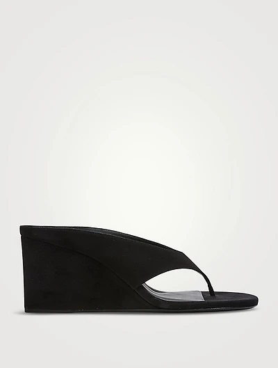 Cube Suede Wedge Thong Mules