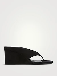 Cube Suede Wedge Thong Mules
