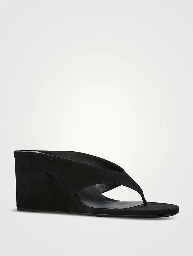 Cube Suede Wedge Thong Mules