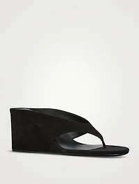 Cube Suede Wedge Thong Mules