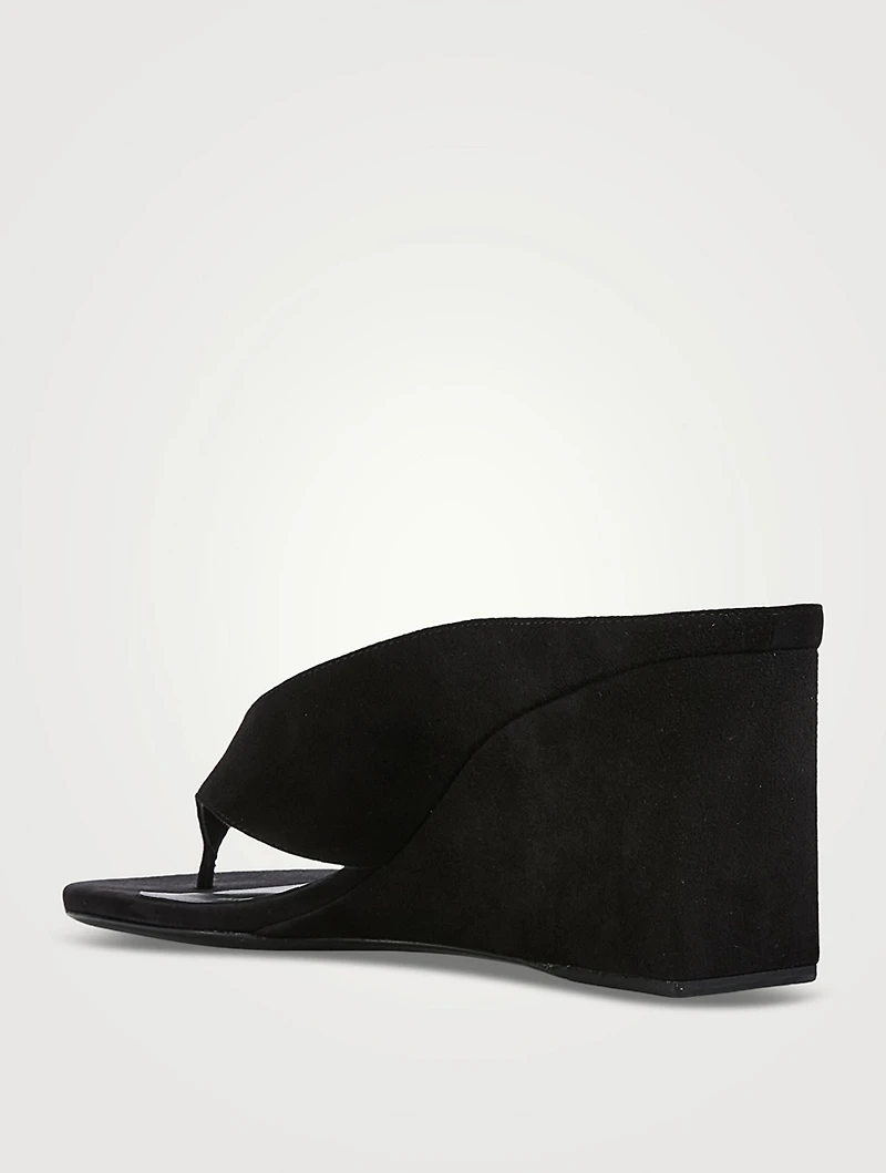 Cube Suede Wedge Thong Mules